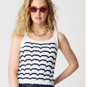 J Crew Striped squareneck crochet tank top NWT Size XXL